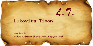 Lukovits Timon névjegykártya